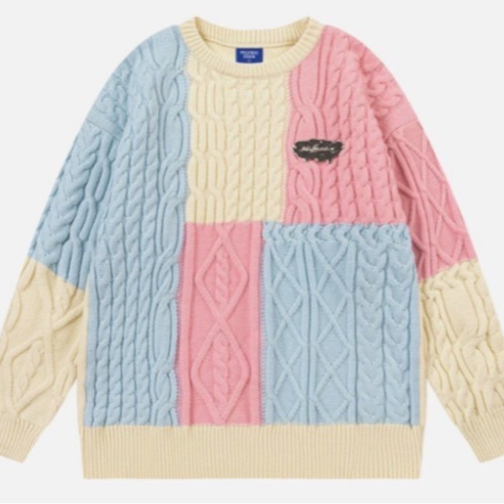 Aelfric Eden Cable Knit Colour Block Knit Sweater Size S